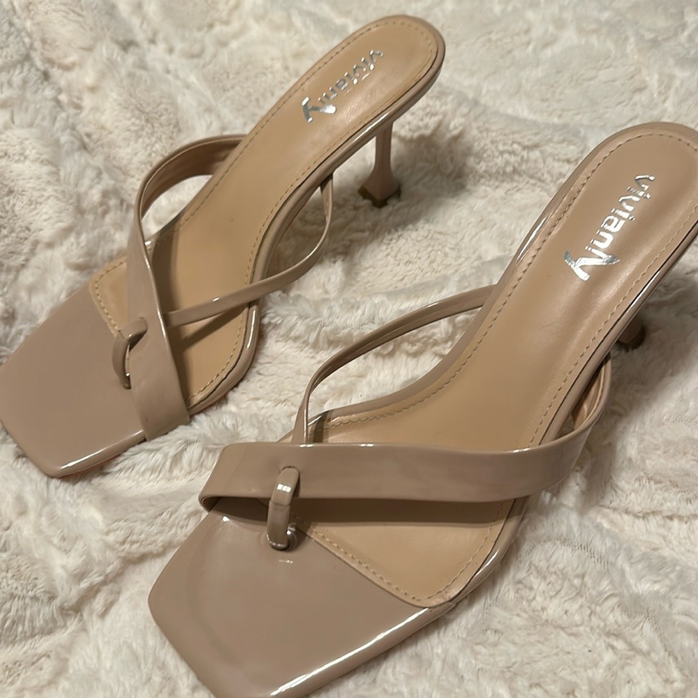 heeled slip on sandals
